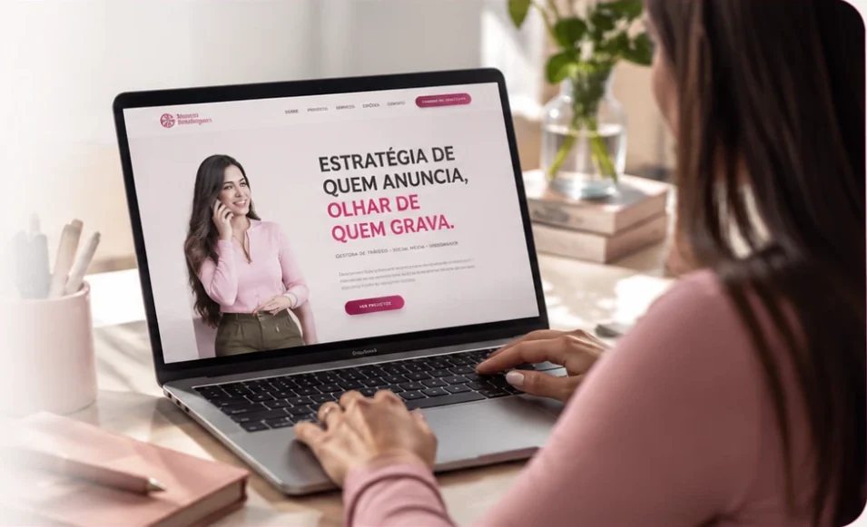 Notebook com a página da Bianca aberta, enquanto uma pessoa digita